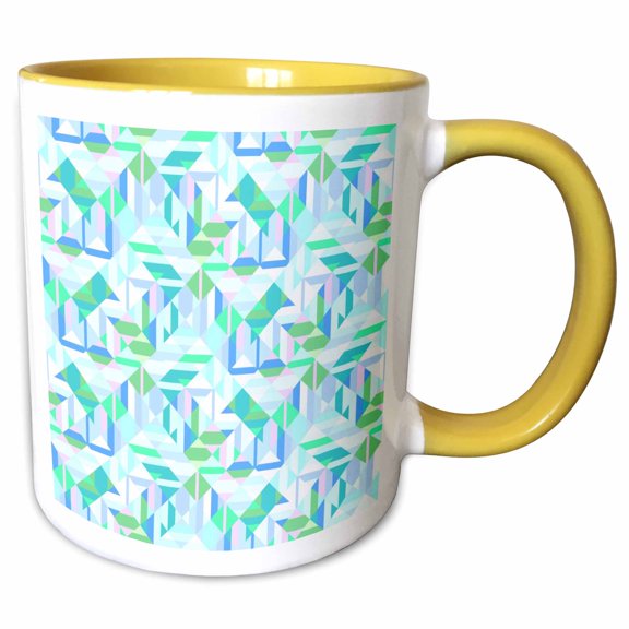 3drose, Colorful Mosaic Pattern Background - Abstract Vector Graphic, 11oz Two-tone Yellow Mug