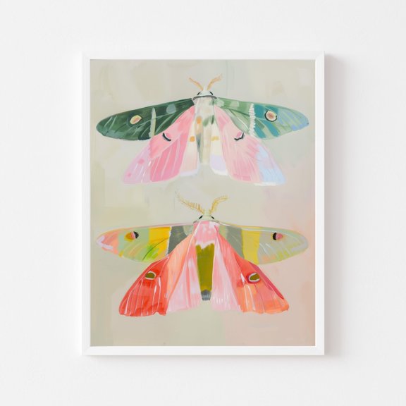 Colorful Moth Vibrant Insect Wall Art, Unframed Paper Print Size 16x24