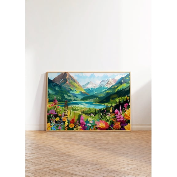 Colorful Mountain Acrylic Poster, Unframed Paper Poster 8x10in