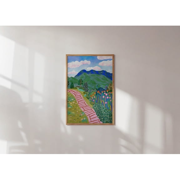 Colorful Mountain Scenery Nature Wall Art, Unframed Paper Poster 8x10in