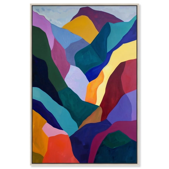 Colorful Mountains Canvas Midcentury Abstract Wall Art by Art Remedy, Silver Frame, 20" x 30"