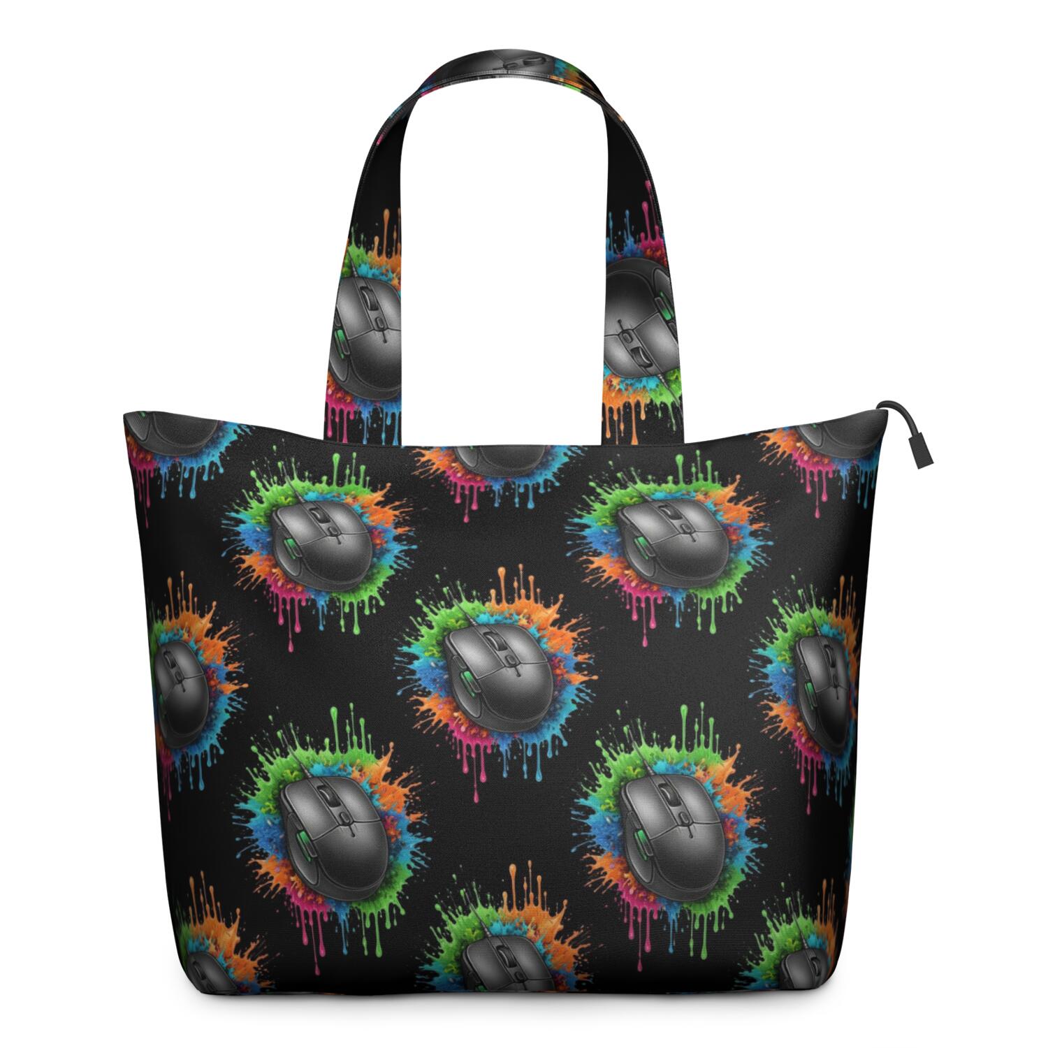 Colorful Mouse Games Black Pattern Travel Tote Bags for Women Carry On,Large Weekender Bags for Women Travel,Multi Functional Duffle Bag for Work,Shopping,Sports