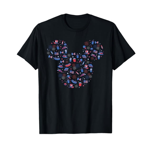 Colorful Mouse Head Icon Americana 4th of July Treats T-Shirt for Festive Celebrations