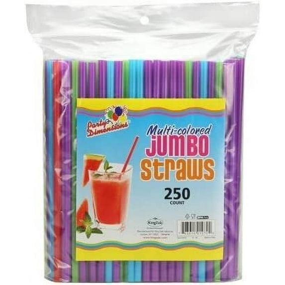 Colorful Multi-Colored Jumbo Straws - Pack of 250 - Vibrant Design - Perfect for Parties & Events