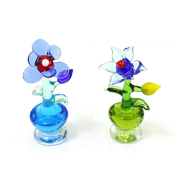 Colorful Murano Glass Flower Mini Figurines Craft Ornament Lovely Creative Paperweight Home Wedding Decor Xmas Mother`s Day Gift