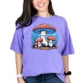 thumbnail image 1 of Colorful Mushroom Art T-Shirt, Vintage Fungi Graphic Tee, Unique Nature Inspired Design, Retro Mushroom Illustration, Trendy Casual Wear, Violet Comfort Colors T-Shirt, 2XL, 1 of 1