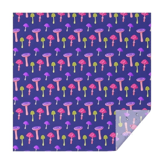 Colorful Mushroom Assortment Dark Blue Pattern Square Tablecloth,Waterproof Square Table Cover,Wipeable Spillproof Washable Table Cover for Home Kitchen Party Decor 60"x60"(152x152cm)