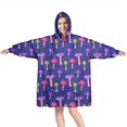 thumbnail image 1 of Colorful Mushroom Assortment Dark Blue Pattern Wearable Oversized Blanket,Wearable Blanket Hoodie for Adults,Cozy Hooded Blankets with Super Pockets,Super Warm Fuzzy Pullover for Women & Men, 1 of 6