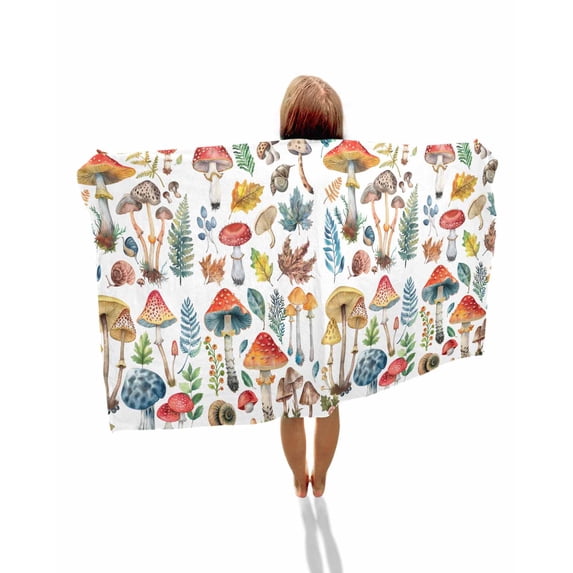 Colorful Mushroom Beach Towels Oversized Super Absorbent,Watercolor Spring Floral Summer Botanical Lightweight Bath Towel Quick Dry Sets For Bathroom/Pool/Rv Camping/Beach Play/Gym Room 35"x70"