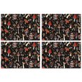 thumbnail image 1 of Colorful Mushroom Bird Black Pattern Summer Placemats Table Placemats Set Of 4-Linen Kitchen Washable Placemats Table Mats 11.8"x17.7" Non-Slip Heat Resistant, 1 of 6