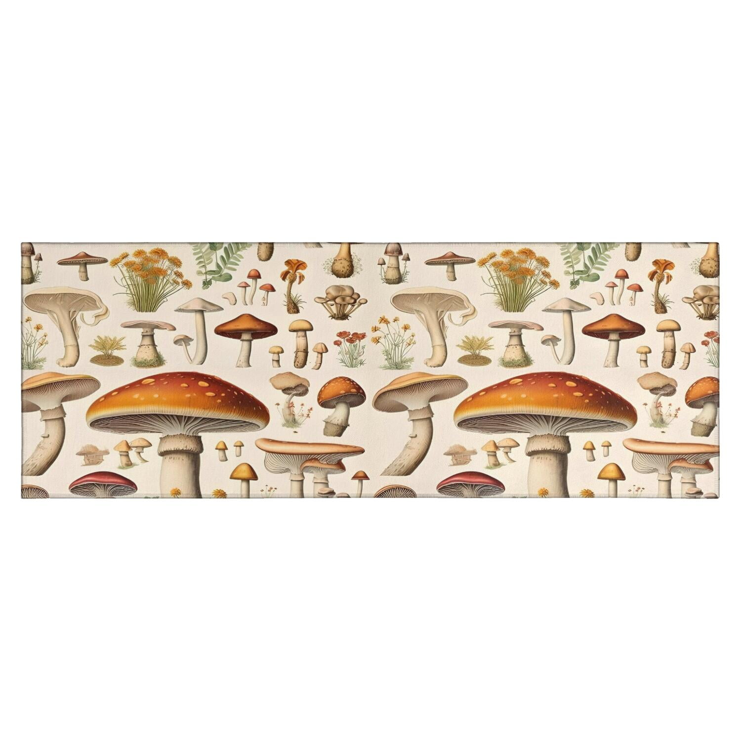 Colorful Mushroom Botanical Beige Pattern Kitchen Rug Mat,Kitchen ...
