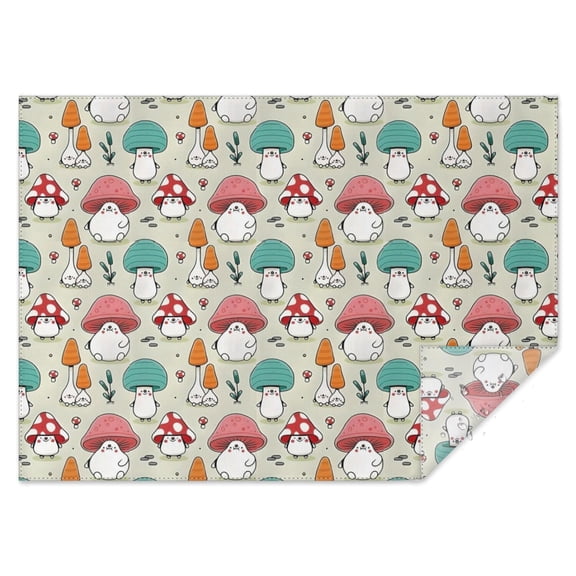Colorful Mushroom Cartoon Light Green Pattern Rectangle Tablecloth 60"x84",Waterproof Polyester Rectangle Table Cloth, Wipeable Spillproof Polyester Tablecloth for Dining, Camping, Indoor and Outdoor