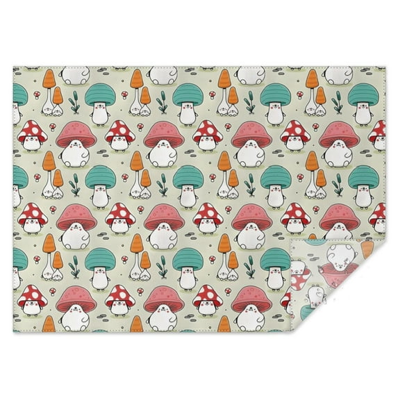 Colorful Mushroom Cartoon Light Green Pattern Rectangle Tablecloth 60"x84",Waterproof Polyester Rectangle Table Cloth, Wipeable Spillproof Polyester Tablecloth for Dining, Camping, Indoor and Outdoor