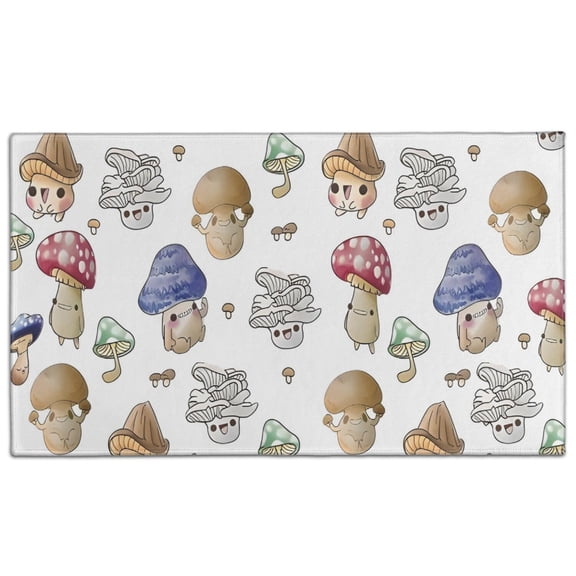 Colorful Mushroom Cartoon White Pattern Door Rugs,Washable Non Slip Door Mats Indoor,Decorative Door Mats,Entry Mat Indoor for Entrance,Bedroom,Kitchen,Bathroom,17"x30"