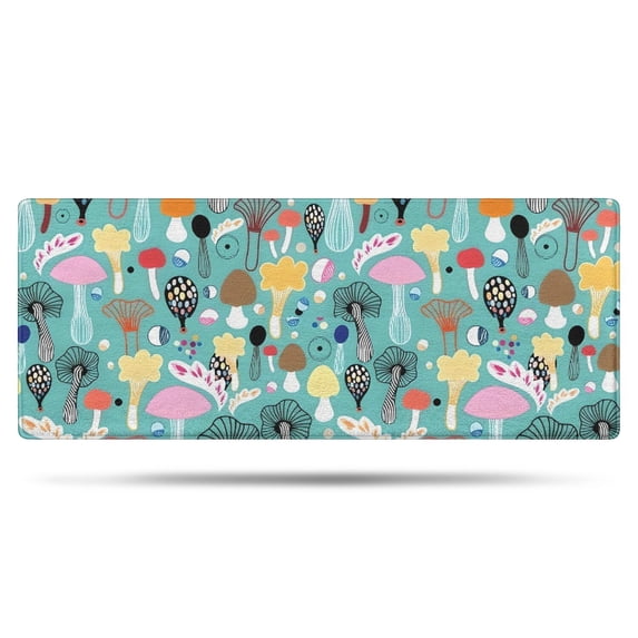 Colorful Mushroom Decor Teal Pattern Bathroom Rugs Mat,Non Slip Microfiber Bathroom Rug,Rubber Backing,Soft Bathroom Mats for Bathroom Floor,Tub and Shower,60x24in(150x60cm)
