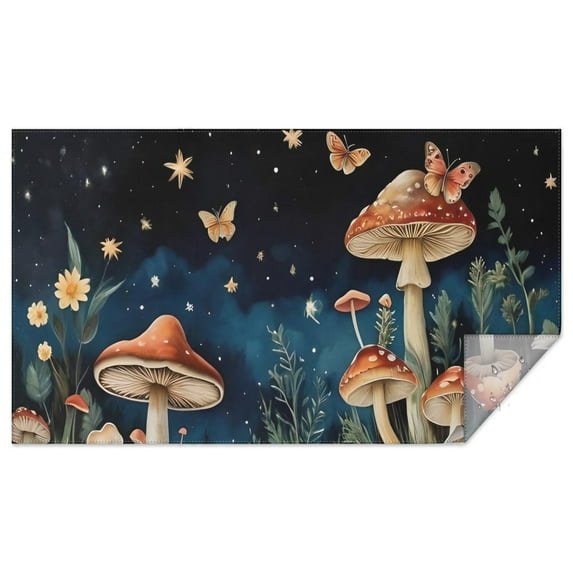Colorful Mushroom Eye Black Pattern Rectangle Tablecloth 60"x102",Waterproof Polyester Rectangle Table Cloth, Wipeable Spillproof Polyester Tablecloth for Dining, Camping, Indoor and Outdoor
