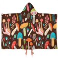thumbnail image 1 of Colorful Mushroom Floral Brown Pattern Hooded Bath Towel，60"x35" for Ages 3 To 12 Kids, Quick Dry Lightweight Soft Microfiber Hood Beach Towel Cover Up for Kids, 1 of 7
