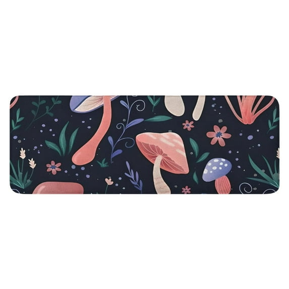 Colorful Mushroom Flower Dark Pattern Kitchen Rug Mat,Kitchen Runner Rugs Non Skid Washable,Decorative Kitchen Floor Mats for Kitchen,Sink,Laundry,17"x47.2"