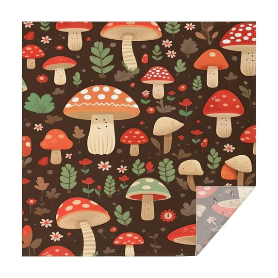 Colorful Mushroom Flower Dark Pattern Square Tablecloth,Waterproof Square Table Cover,Wipeable Spillproof Washable Table Cover for Home Kitchen Party Decor 60"x60"(152x152cm)