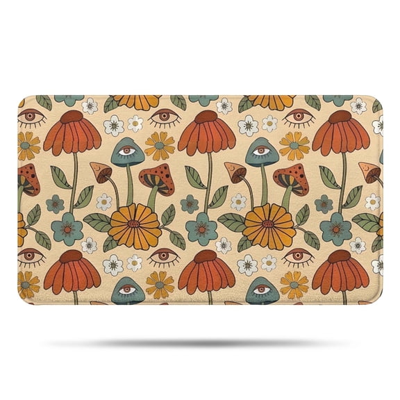 Colorful Mushroom Flower Light Pattern Bathroom Rugs Mat,Non Slip Microfiber Bathroom Rug,Rubber Backing,Soft Bathroom Mats for Bathroom Floor,Tub and Shower,17x30in(43x75cm)