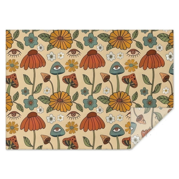 Colorful Mushroom Flower Light Pattern Rectangle Tablecloth 60"x84",Waterproof Polyester Rectangle Table Cloth, Wipeable Spillproof Polyester Tablecloth for Dining, Camping, Indoor and Outdoor