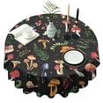 thumbnail image 1 of Colorful Mushroom Forest Black Pattern Round Tablecloth 60"x60",Wrinkle Wipeable Table Cloth for Kitchen Dining Room Picnic Patio Party, 1 of 6