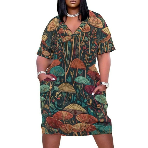 Colorful Mushroom Forest Fantasy Pattern Summer Dresses for Women Beach Boho