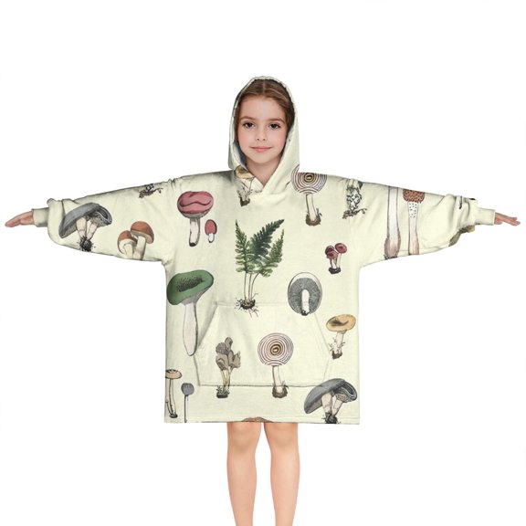 Colorful Mushroom Frog Black Pattern Blanket Hoodies for Kids 6-13YR Oversize Wearable Blanket Hoodies for Boys Girls Teens