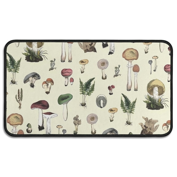 Colorful Mushroom Frog Black Pattern Door Rugs,Washable Non Slip Door Mats Indoor,Decorative Door Mats,Entry Mat Indoor for Entrance,Bedroom,Kitchen,Bathroom,30"x17"
