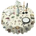 thumbnail image 1 of Colorful Mushroom Frog Black Pattern Round Tablecloth 60"x60",Wrinkle Wipeable Table Cloth for Kitchen Dining Room Picnic Patio Party, 1 of 6