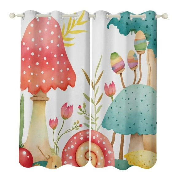 Colorful Mushroom Garden Print Luxury Window Curtains Blinds for Living Room Kids Bedroom Bathroom Kicthen Door Home Decor 2 Panels