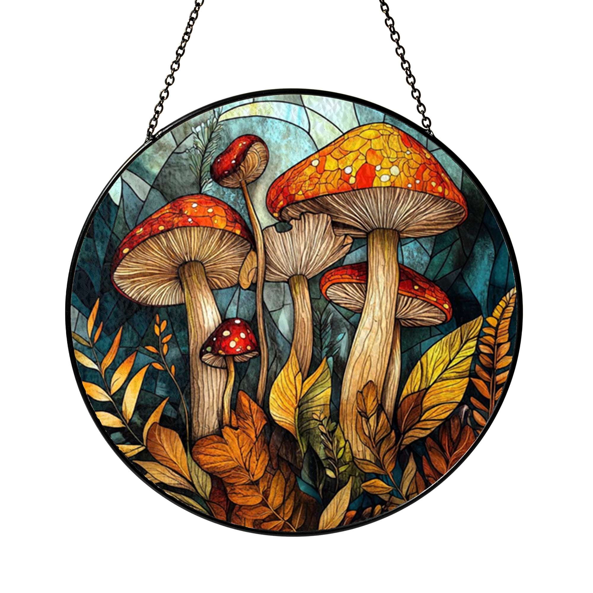 Colorful Mushroom Glass Style Suncatcher – Decorative Window Art ...