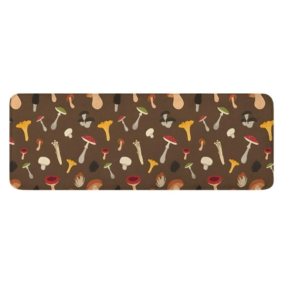 Colorful Mushroom Group Brown Pattern Kitchen Rug Mat,Kitchen Runner Rugs Non Skid Washable,Decorative Kitchen Floor Mats for Kitchen,Sink,Laundry,17"x47.2"