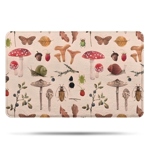 Colorful Mushroom Insect Light Pattern Bathroom Rugs Mat,Non Slip Microfiber Bathroom Rug,Rubber Backing,Soft Bathroom Mats for Bathroom Floor,Tub and Shower,20x32in(50x80cm)
