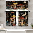thumbnail image 1 of Colorful Mushroom Kitchen Window Curtains Valance and Tier Set 36 Inch, Butterfly Plant Moon 3 Piece Window Treatment Tiers for Living Room Bedroom Black Kitchen Decor Drapes, 1 of 6