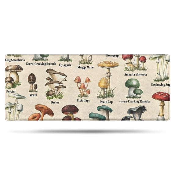 Colorful Mushroom Label Light Pattern Bathroom Rugs Mat,Non Slip Microfiber Bathroom Rug,Rubber Backing,Soft Bathroom Mats for Bathroom Floor,Tub and Shower,60x24in(150x60cm)