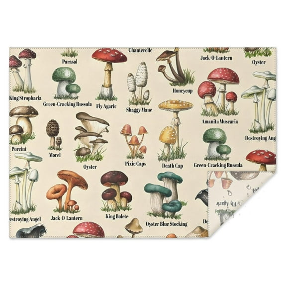 Colorful Mushroom Label Light Pattern Rectangle Tablecloth 60"x84",Waterproof Polyester Rectangle Table Cloth, Wipeable Spillproof Polyester Tablecloth for Dining, Camping, Indoor and Outdoor