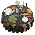 thumbnail image 1 of Colorful Mushroom Leaf Black Pattern Round Tablecloth 60"x60",Wrinkle Wipeable Table Cloth for Kitchen Dining Room Picnic Patio Party, 1 of 6