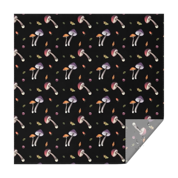 Colorful Mushroom Leaf Black Pattern Square Tablecloth,Waterproof Square Table Cover,Wipeable Spillproof Washable Table Cover for Home Kitchen Party Decor 60"x60"(152x152cm)