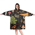 thumbnail image 1 of Colorful Mushroom Leaf Black Pattern Wearable Oversized Blanket,Wearable Blanket Hoodie for Adults,Cozy Hooded Blankets with Super Pockets,Super Warm Fuzzy Pullover for Women & Men, 1 of 6
