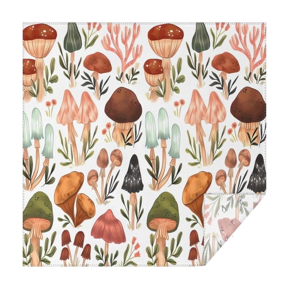 Colorful Mushroom Leaf White Pattern Square Tablecloth,Waterproof Square Table Cover,Wipeable Spillproof Washable Table Cover for Home Kitchen Party Decor 42"X42"(107x107cm)