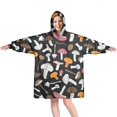 thumbnail image 1 of Colorful Mushroom Mixed Black Pattern Wearable Oversized Blanket,Wearable Blanket Hoodie for Adults,Cozy Hooded Blankets with Super Pockets,Super Warm Fuzzy Pullover for Women & Men, 1 of 6