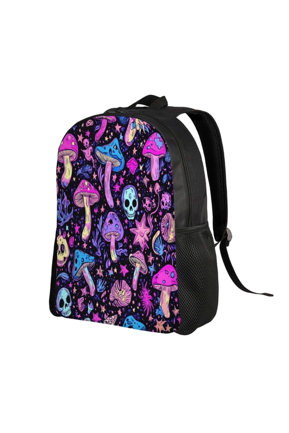 Colorful Mushroom Pattern Backpack Double Shoulder Backpack Durable, Spacious, Ergonomic Design for Travel, Work & Outdoor Use