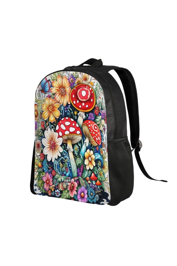 Colorful Mushroom Pattern Backpack Double Shoulder Backpack Durable, Spacious, Ergonomic Design for Travel, Work & Outdoor Use