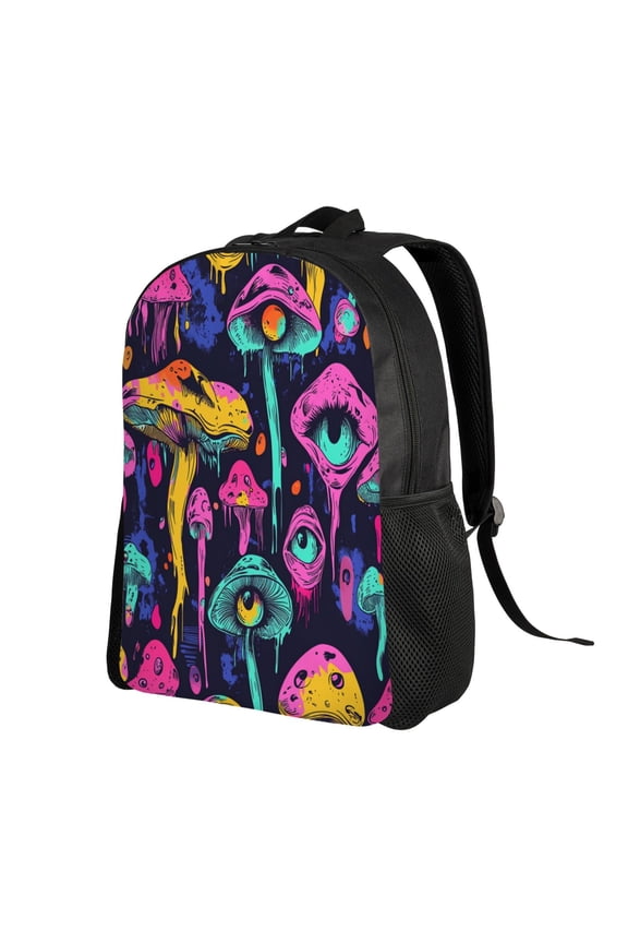 Colorful Mushroom Pattern Backpack Double Shoulder Backpack Durable, Spacious, Ergonomic Design for Travel, Work & Outdoor Use