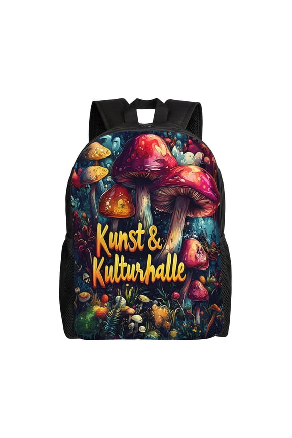 Colorful Mushroom Pattern Backpack Double Shoulder Backpack Durable, Spacious, Ergonomic Design for Travel, Work & Outdoor Use