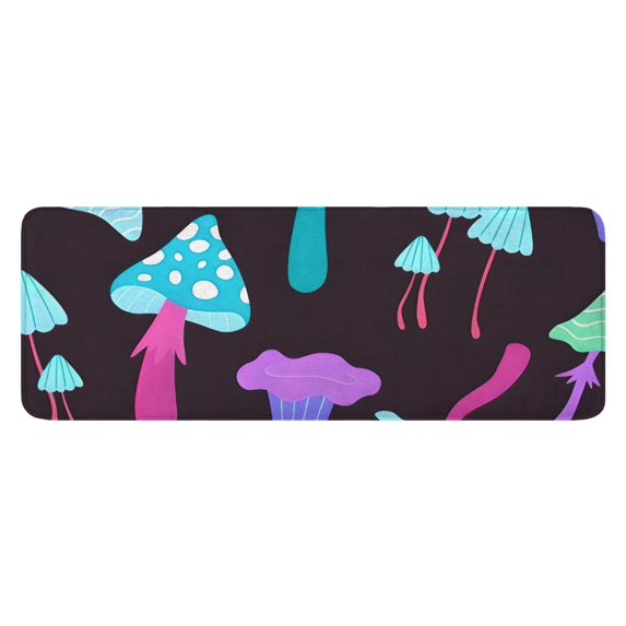Colorful Mushroom Pattern Dark Pattern Kitchen Rug Mat,Kitchen Runner Rugs Non Skid Washable,Decorative Kitchen Floor Mats for Kitchen,Sink,Laundry,17"x47.2"