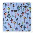 thumbnail image 1 of Colorful Mushroom Pattern Light Blue Pattern Square Fitted Tablecloth with Elastic Edge,Square Table Cover,Washable Elastic Table Cover for Home Kitchen Party Decor 34"x34", 1 of 6