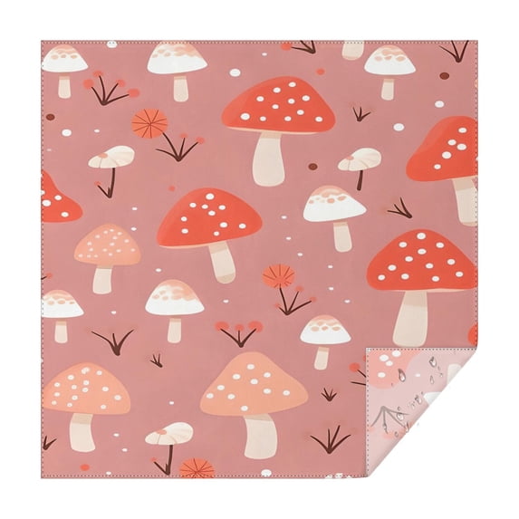 Colorful Mushroom Pattern Pink Pattern Square Tablecloth,Waterproof Square Table Cover,Wipeable Spillproof Washable Table Cover for Home Kitchen Party Decor 60"x60"(152x152cm)