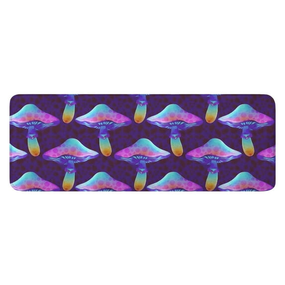 Colorful Mushroom Pattern Purple Pattern Kitchen Rug Mat,Kitchen Runner Rugs Non Skid Washable,Decorative Kitchen Floor Mats for Kitchen,Sink,Laundry,17"x47.2"